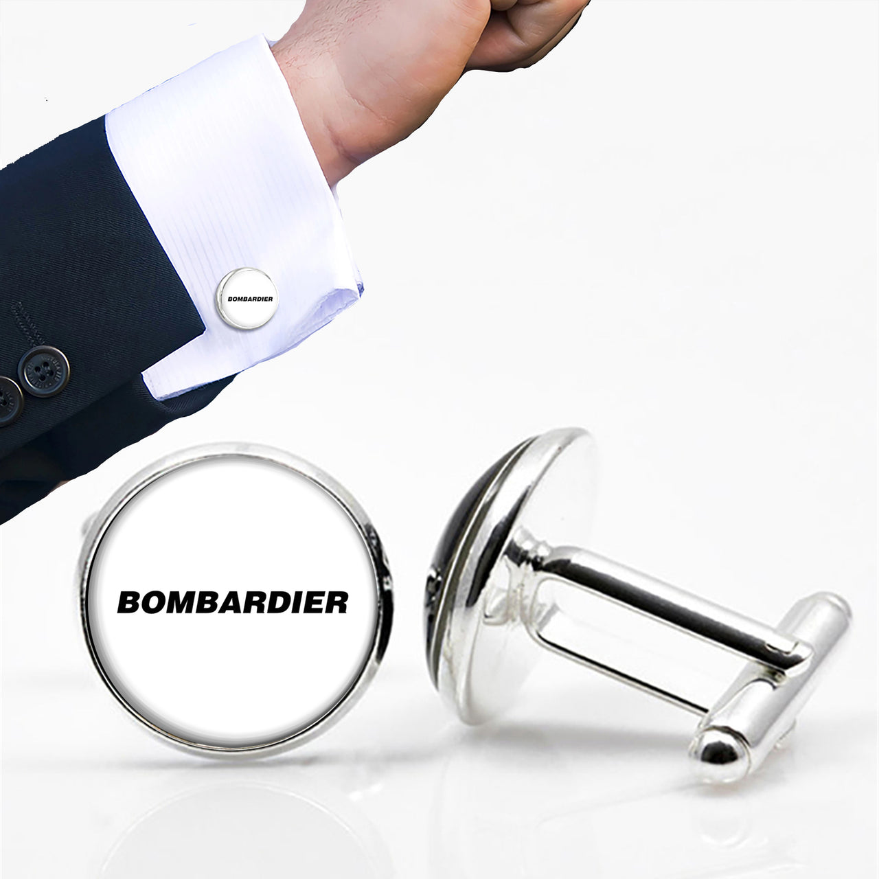 Bombardier & Text Designed Cuff Links