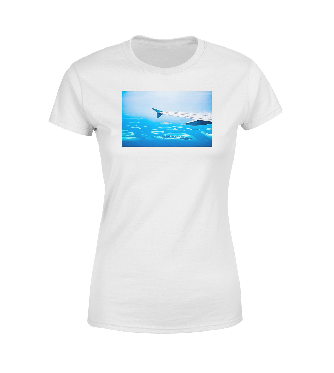 Outstanding View Through Airplane Wing Designed Women T-Shirts