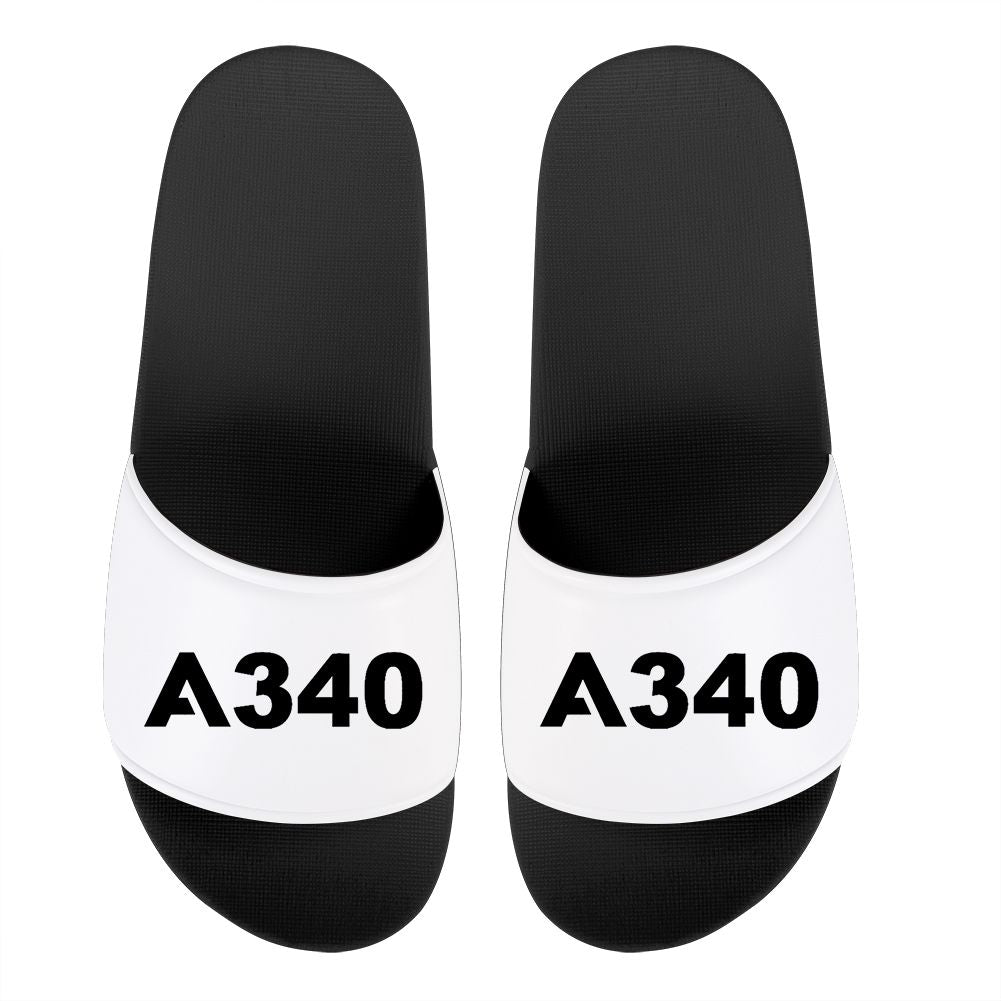 A340 Flat Text Designed Sport Slippers