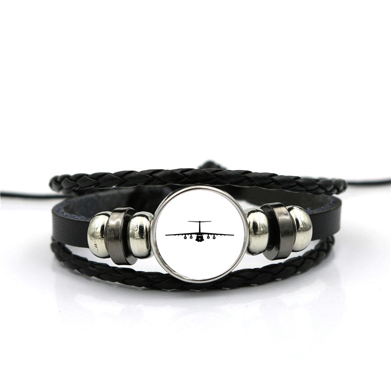 Ilyushin IL-76 Silhouette Designed Leather Bracelets