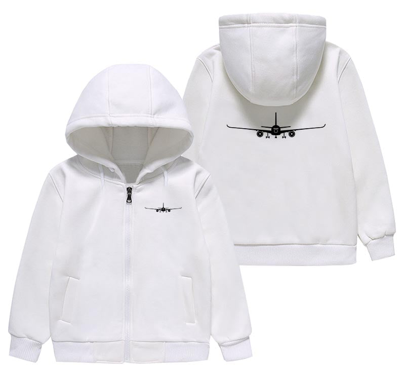 Airbus A350 Silhouette Designed "CHILDREN" Zipped Hoodies