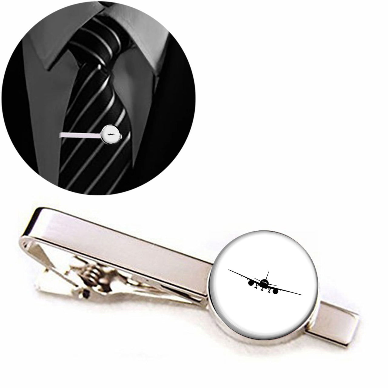 Boeing 777 Silhouette Designed Tie Clips