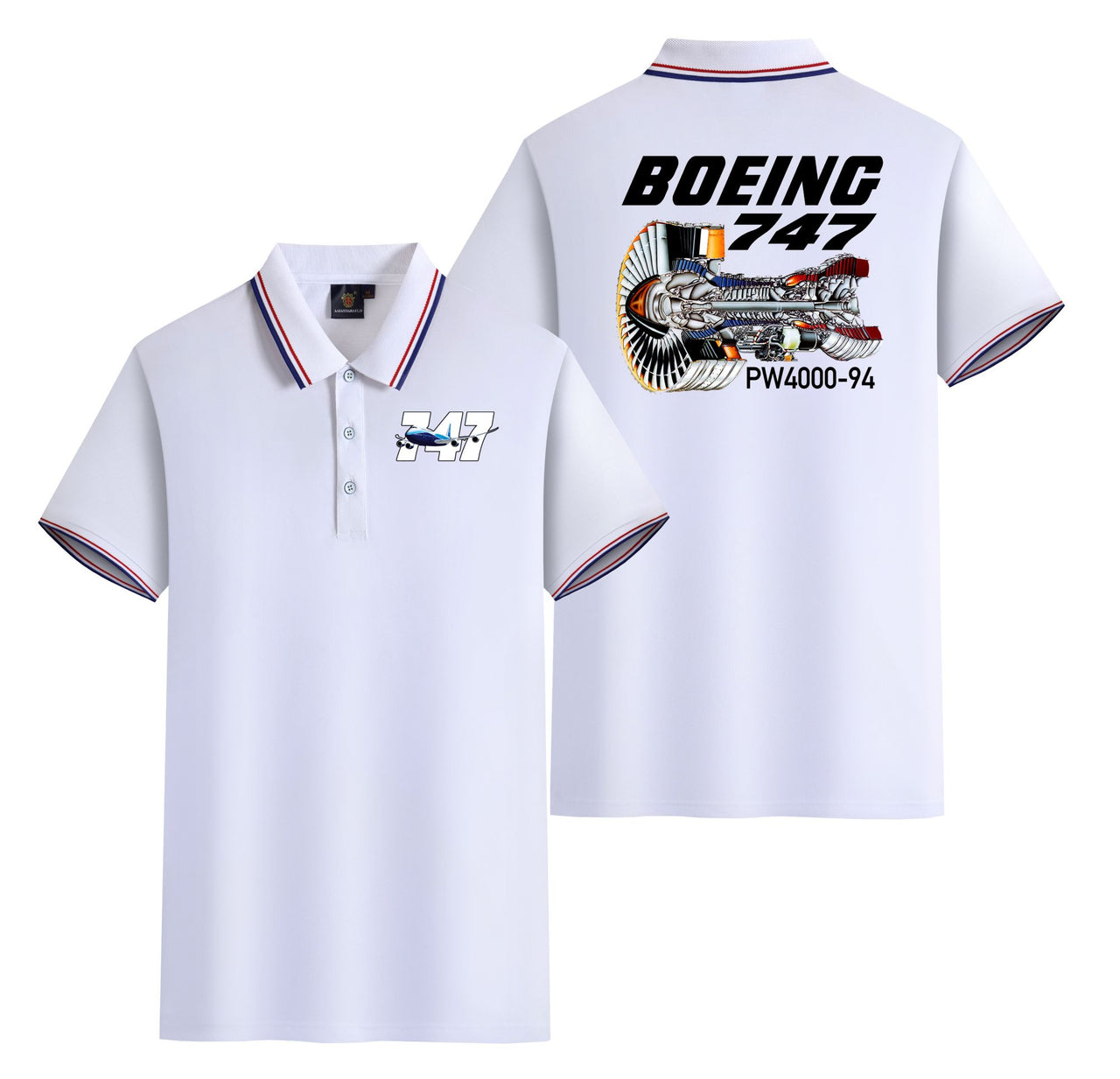 Boeing 747 & PW4000-94 Engine Designed Stylish Polo T-Shirts (Double-Side)