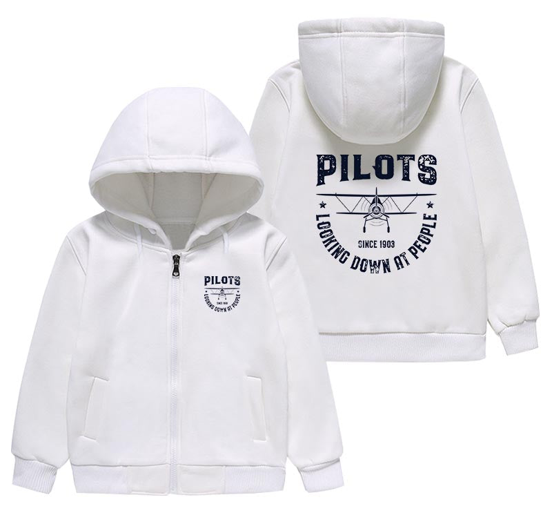 Pilots Looking Down at People Since 1903 Designed "CHILDREN" Zipped Hoodies