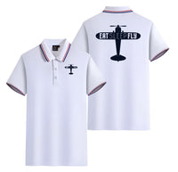 Thumbnail for Eat Sleep Fly & Propeller Designed Stylish Polo T-Shirts (Double-Side)