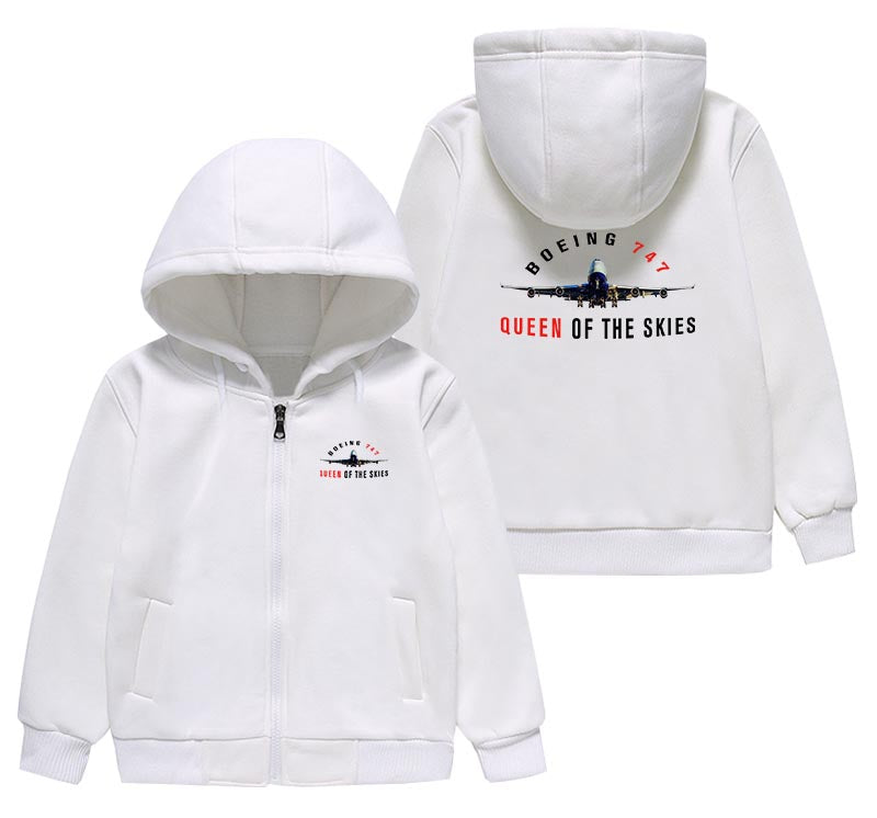 Boeing 747 Queen of the Skies Designed "CHILDREN" Zipped Hoodies