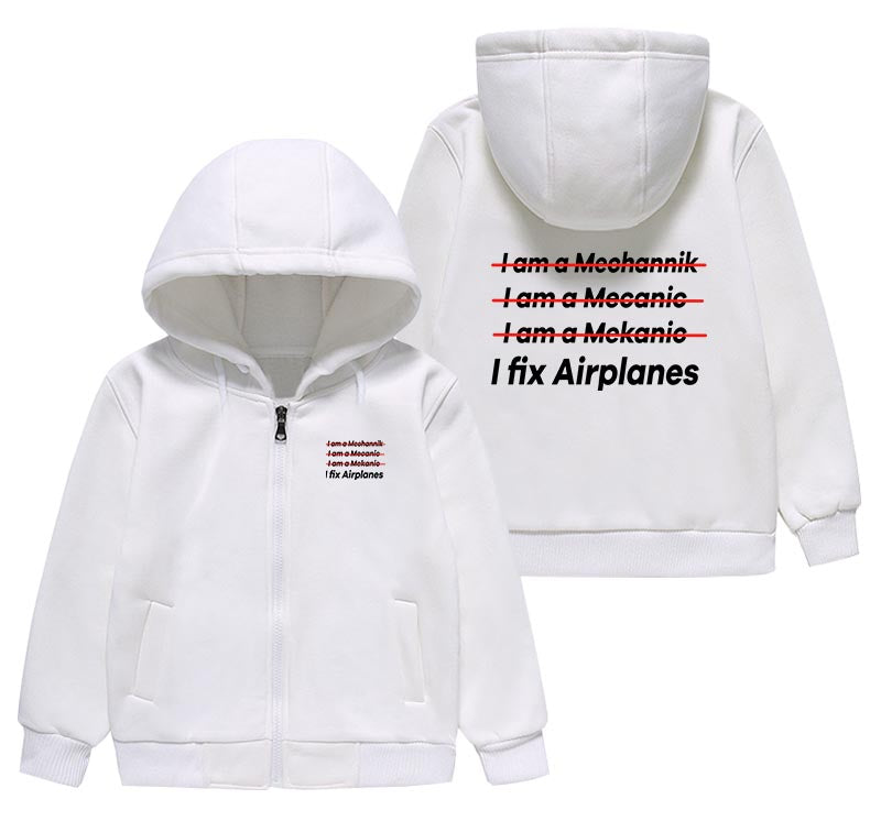 I Fix Airplanes Designed "CHILDREN" Zipped Hoodies