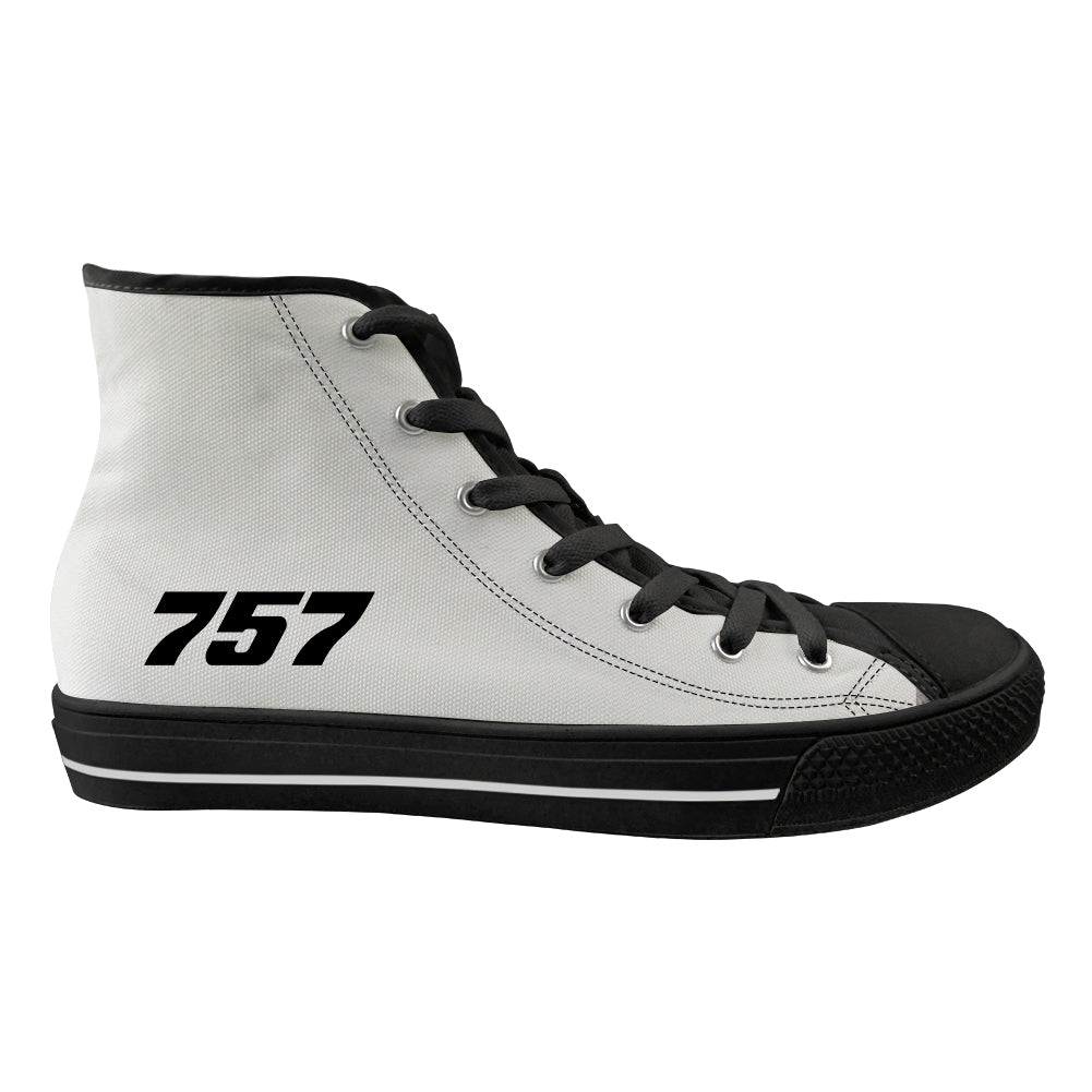 757 Flat Text Designed Long Canvas Shoes (Women)