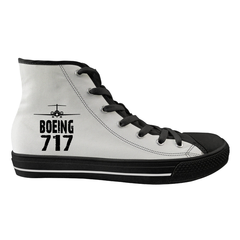 Boeing 717 & Plane Designed Long Canvas Shoes (Men)