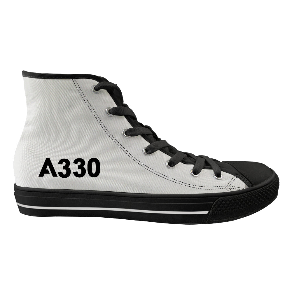 A330 Flat Text Designed Long Canvas Shoes (Women)