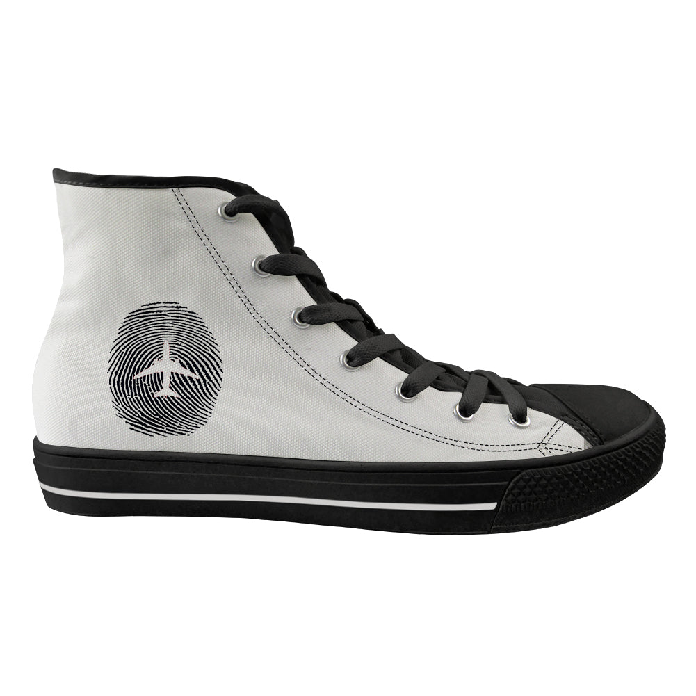 Aviation Finger Print Designed Long Canvas Shoes (Men)