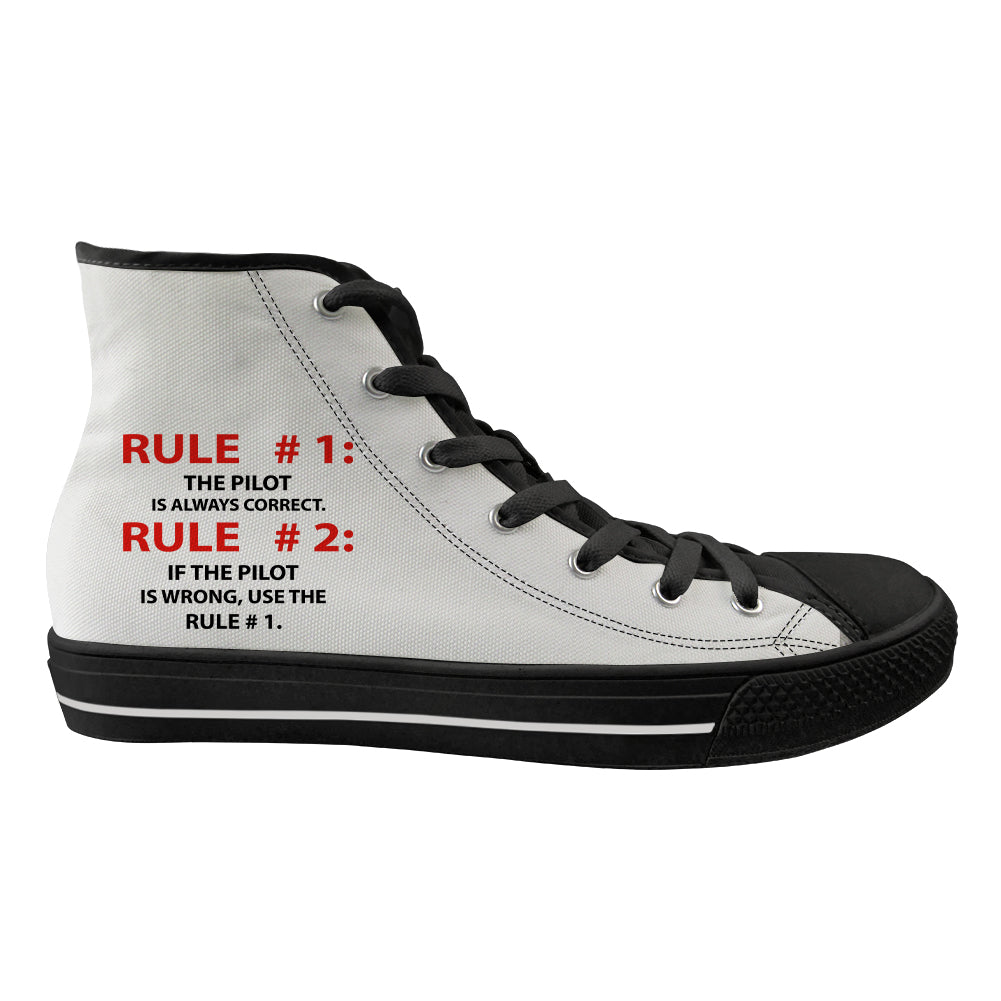 Rule 1 - Pilot is Always Correct Designed Long Canvas Shoes (Men)