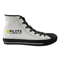 Thumbnail for Pilots They Know How To Fly Designed Long Canvas Shoes (Women)