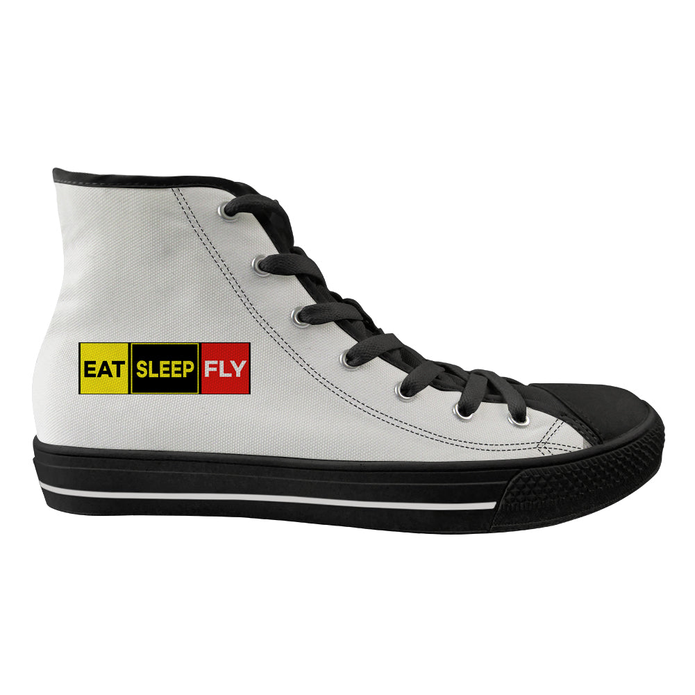 Eat Sleep Fly (Colourful) Designed Long Canvas Shoes (Men)