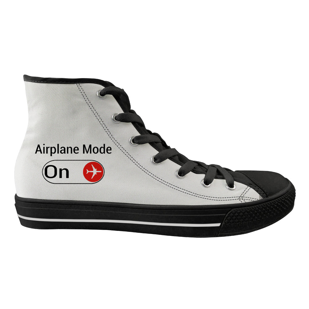 Airplane Mode On Designed Long Canvas Shoes (Men)