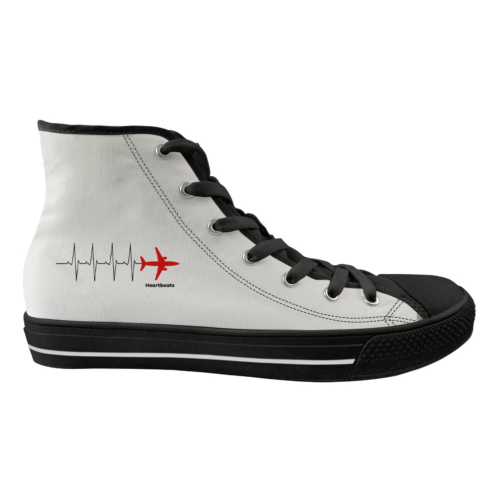 Aviation Heartbeats Designed Long Canvas Shoes (Men)