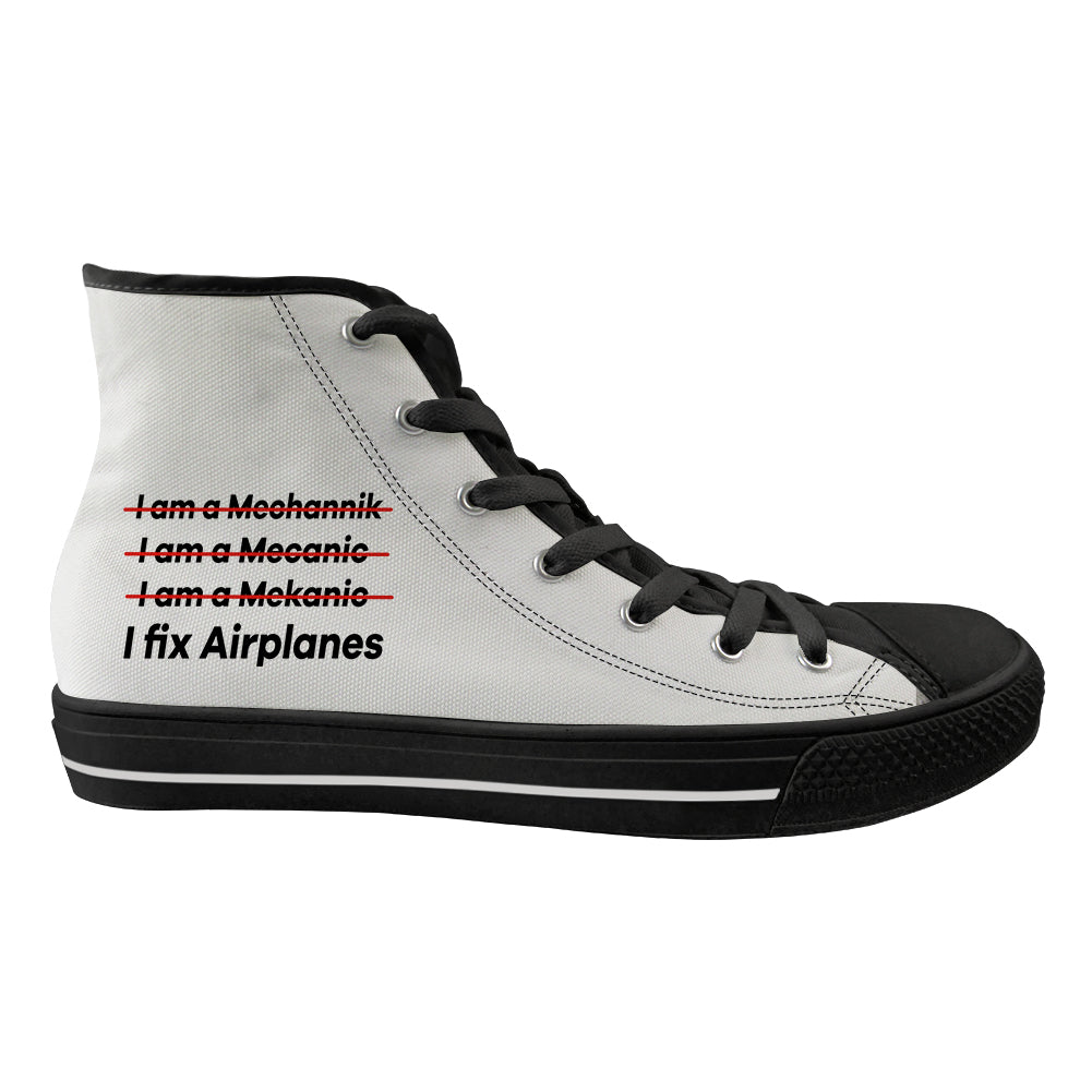 I Fix Airplanes Designed Long Canvas Shoes (Men)