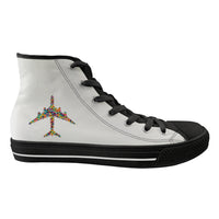 Thumbnail for Colourful Airplane Designed Long Canvas Shoes (Men)