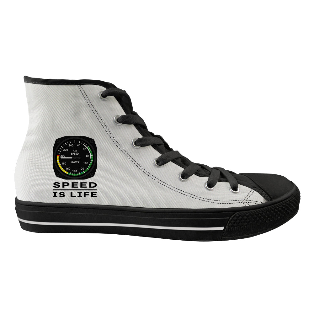 Speed Is Life Designed Long Canvas Shoes (Men)