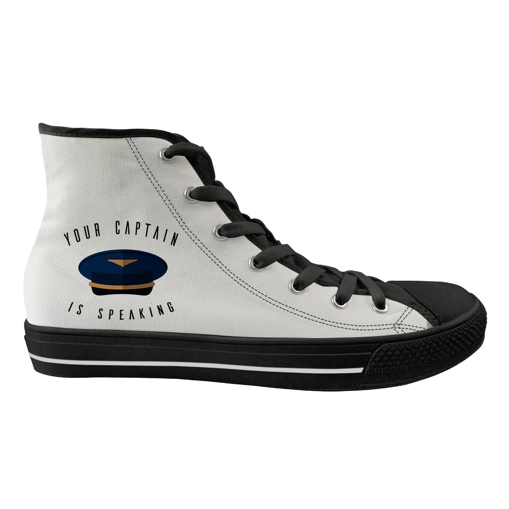 Your Captain Is Speaking Designed Long Canvas Shoes (Men)