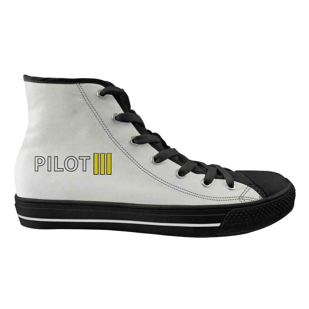 Pilot & Stripes (3 Lines) Designed Long Canvas Shoes (Men)