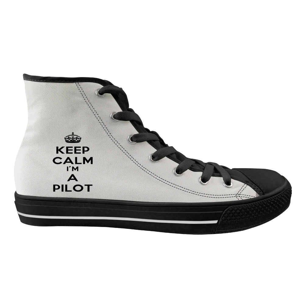 Keep Calm I'm a Pilot Designed Long Canvas Shoes (Men)