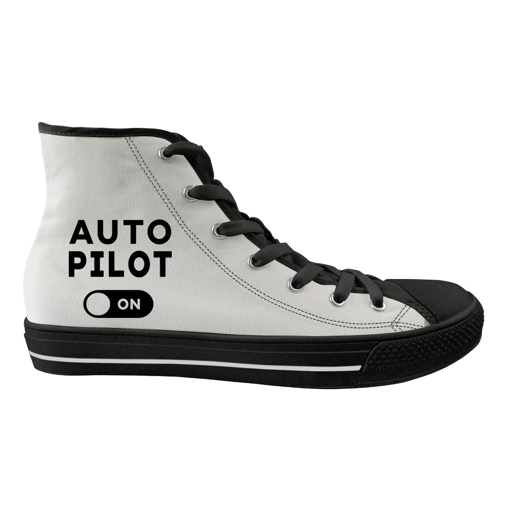 Auto Pilot ON Designed Long Canvas Shoes (Men)