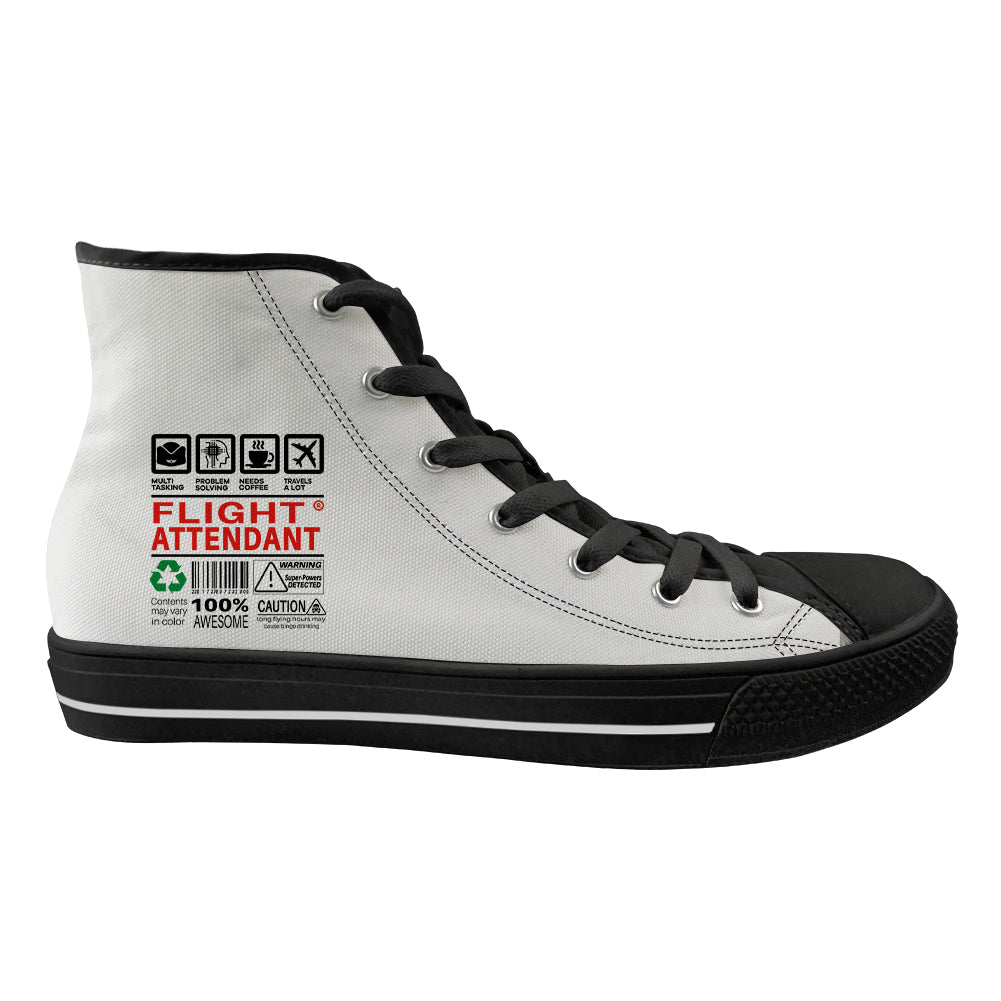 Flight Attendant Label Designed Long Canvas Shoes (Men)