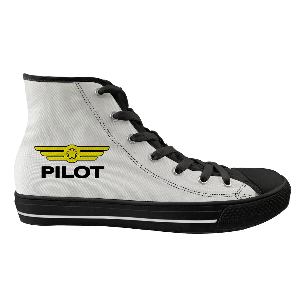 Pilot & Badge Designed Long Canvas Shoes (Men)