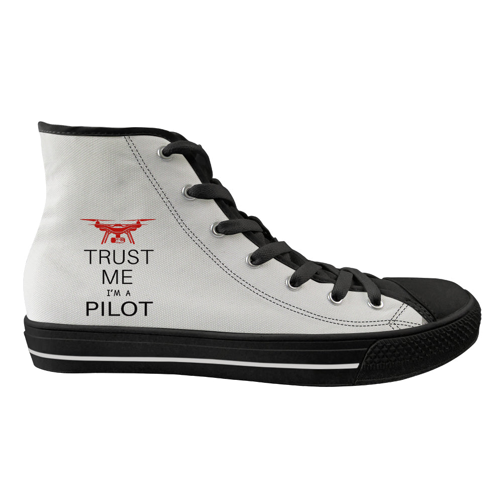 Trust Me I'm a Pilot (Drone) Designed Long Canvas Shoes (Men)