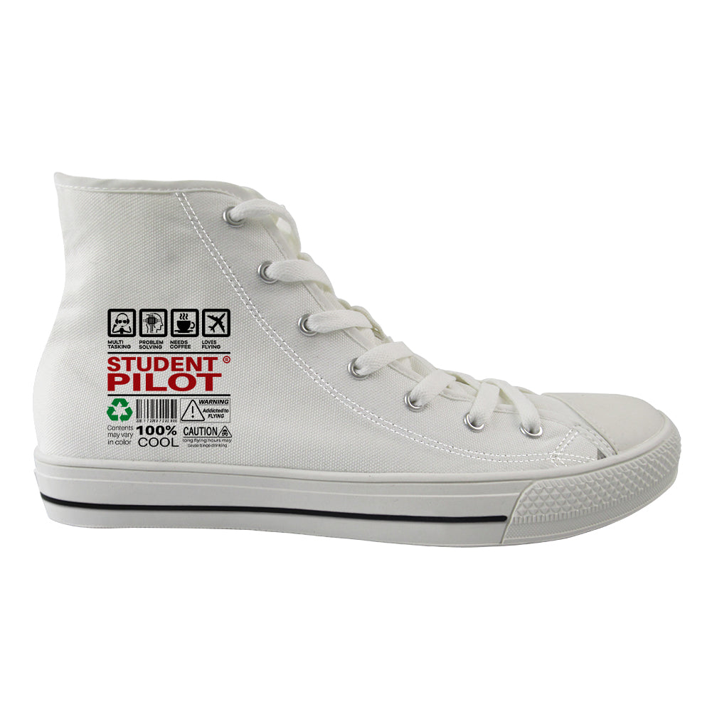 Student Pilot Label Designed Long Canvas Shoes (Men)