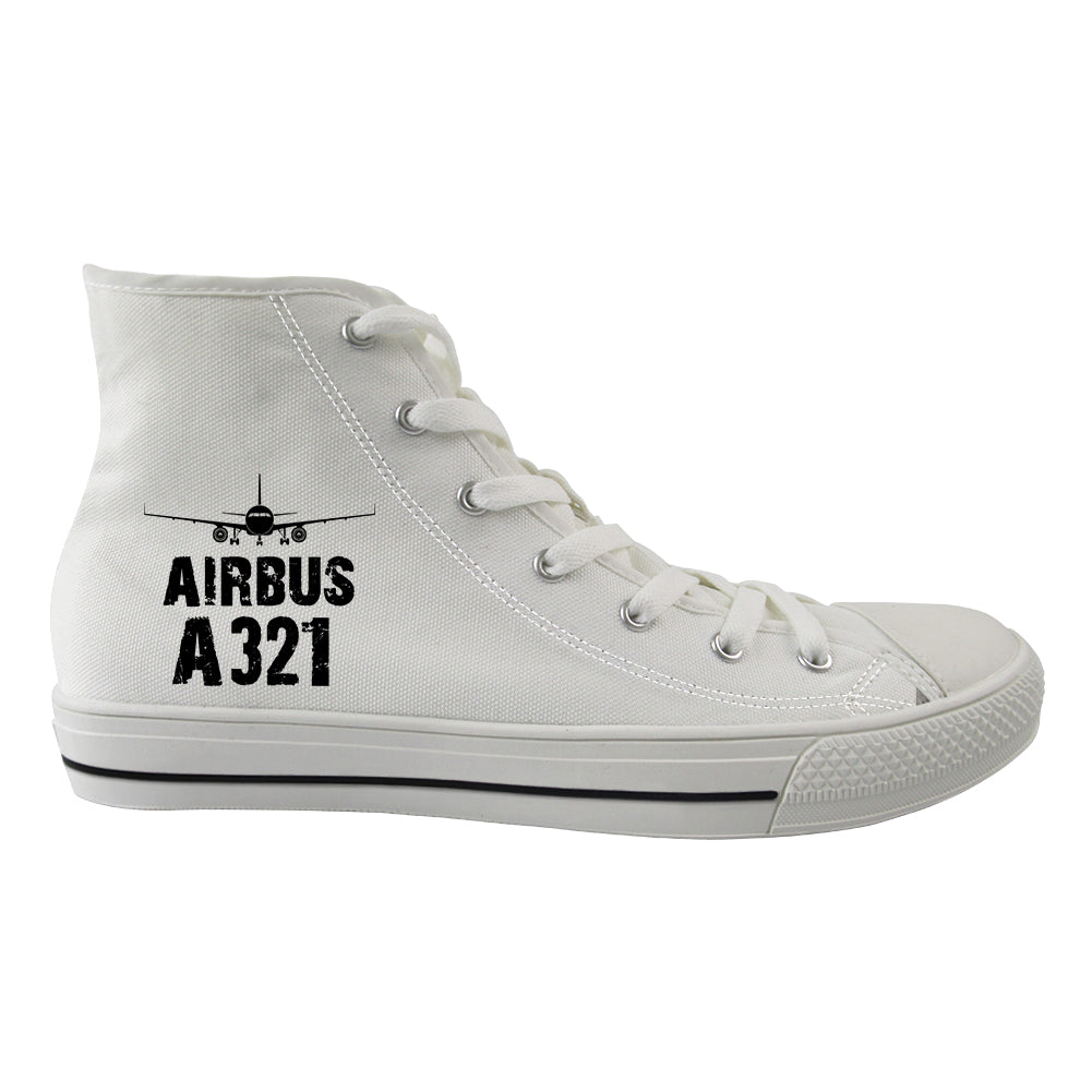 Airbus A321 & Plane Designed Long Canvas Shoes (Men)