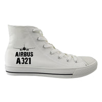 Thumbnail for Airbus A321 & Plane Designed Long Canvas Shoes (Men)