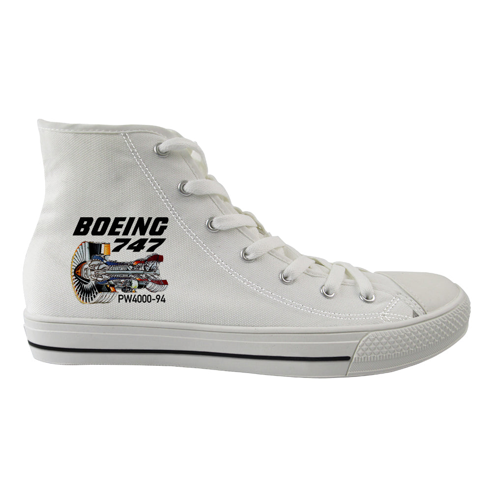 Boeing 747 & PW4000-94 Engine Designed Long Canvas Shoes (Women)