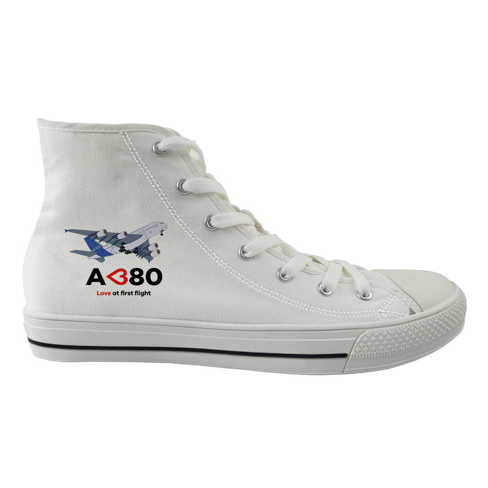 Airbus A380 Love at first flight Designed Long Canvas Shoes (Men)