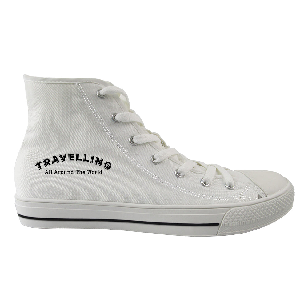 Travelling All Around The World Designed Long Canvas Shoes (Men)