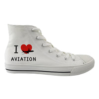 Thumbnail for I Love Aviation Designed Long Canvas Shoes (Men)