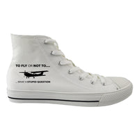 Thumbnail for To Fly or Not To What a Stupid Question Designed Long Canvas Shoes (Men)