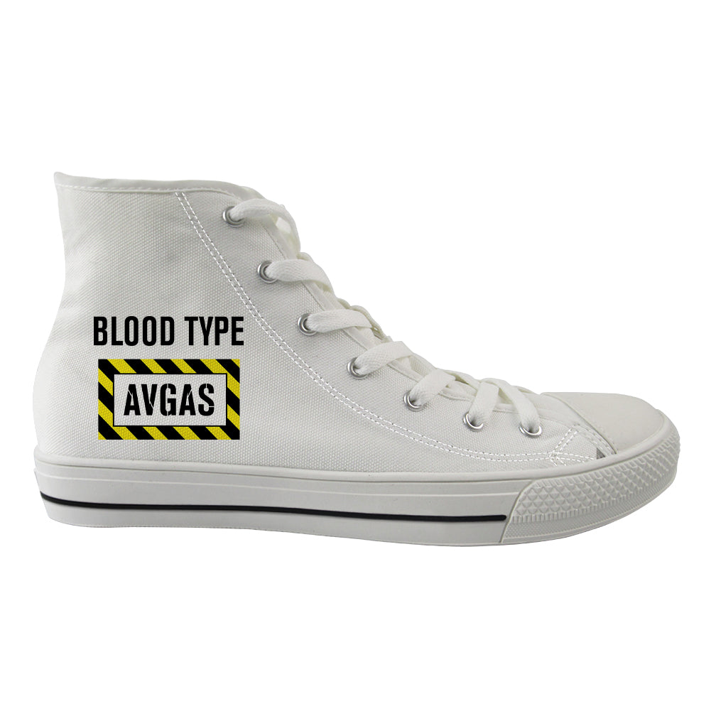 Blood Type AVGAS Designed Long Canvas Shoes (Men)