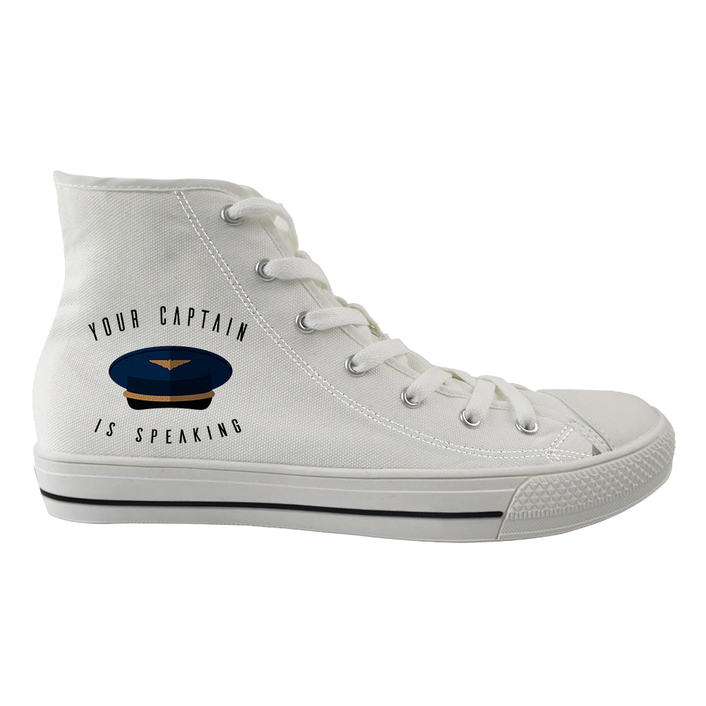 Your Captain Is Speaking Designed Long Canvas Shoes (Men)