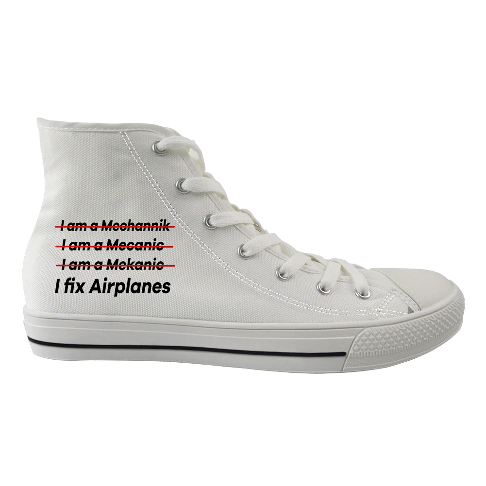 I Fix Airplanes Designed Long Canvas Shoes (Men)