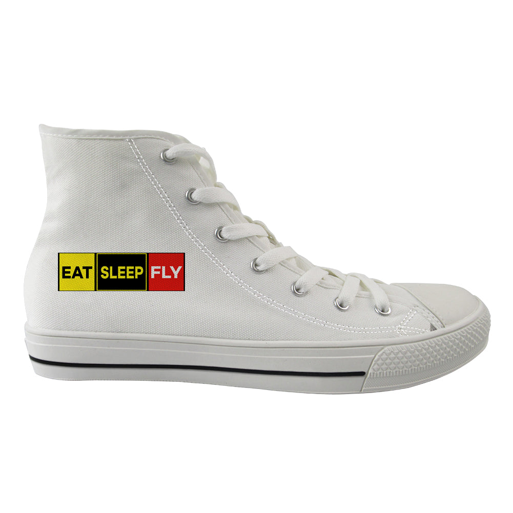 Eat Sleep Fly (Colourful) Designed Long Canvas Shoes (Men)