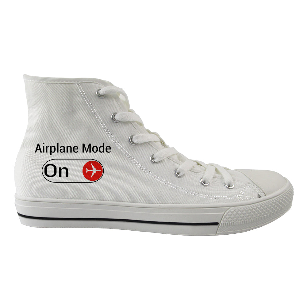 Airplane Mode On Designed Long Canvas Shoes (Men)