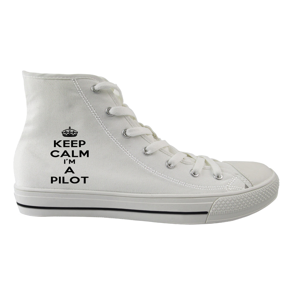 Keep Calm I'm a Pilot Designed Long Canvas Shoes (Men)