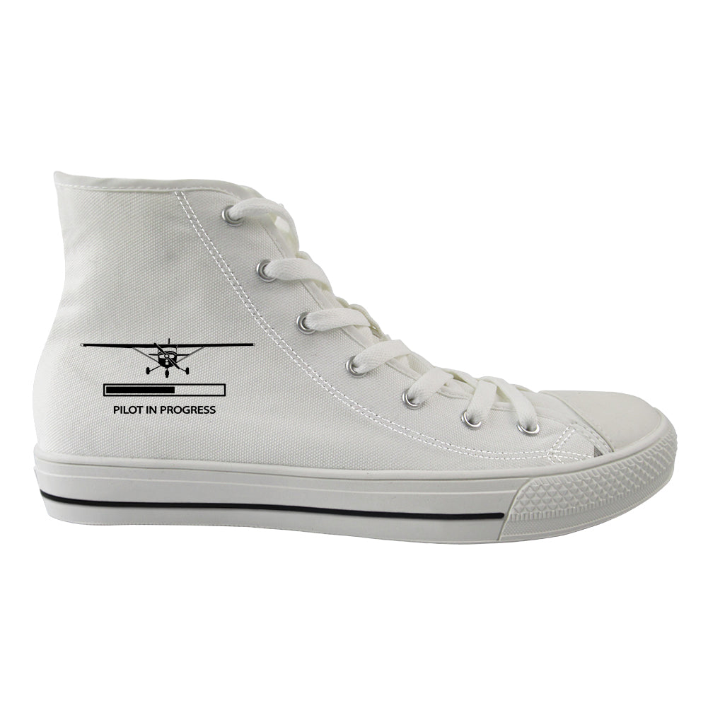 Pilot In Progress (Cessna) Designed Long Canvas Shoes (Men)