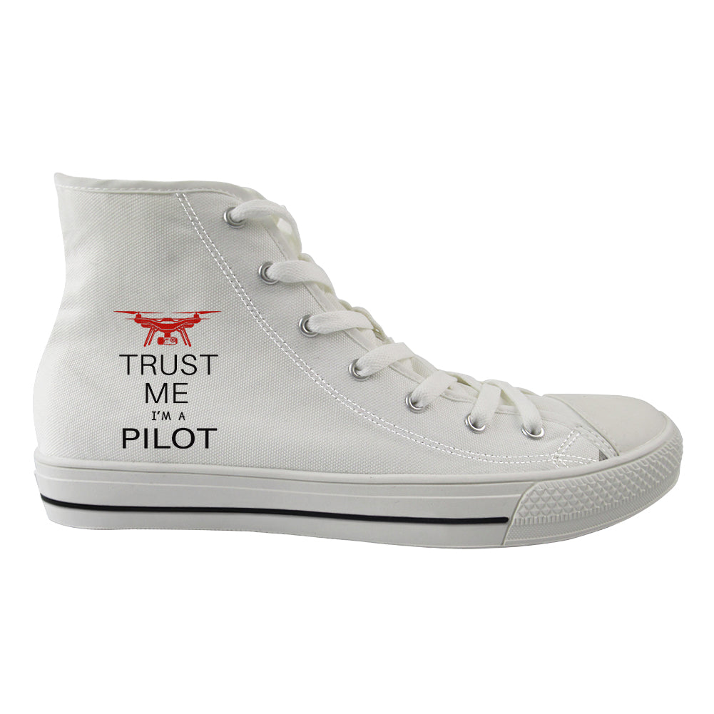 Trust Me I'm a Pilot (Drone) Designed Long Canvas Shoes (Men)