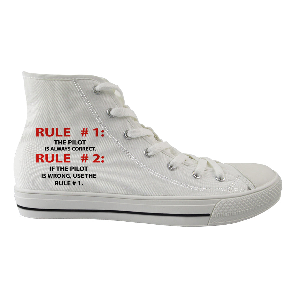 Rule 1 - Pilot is Always Correct Designed Long Canvas Shoes (Men)