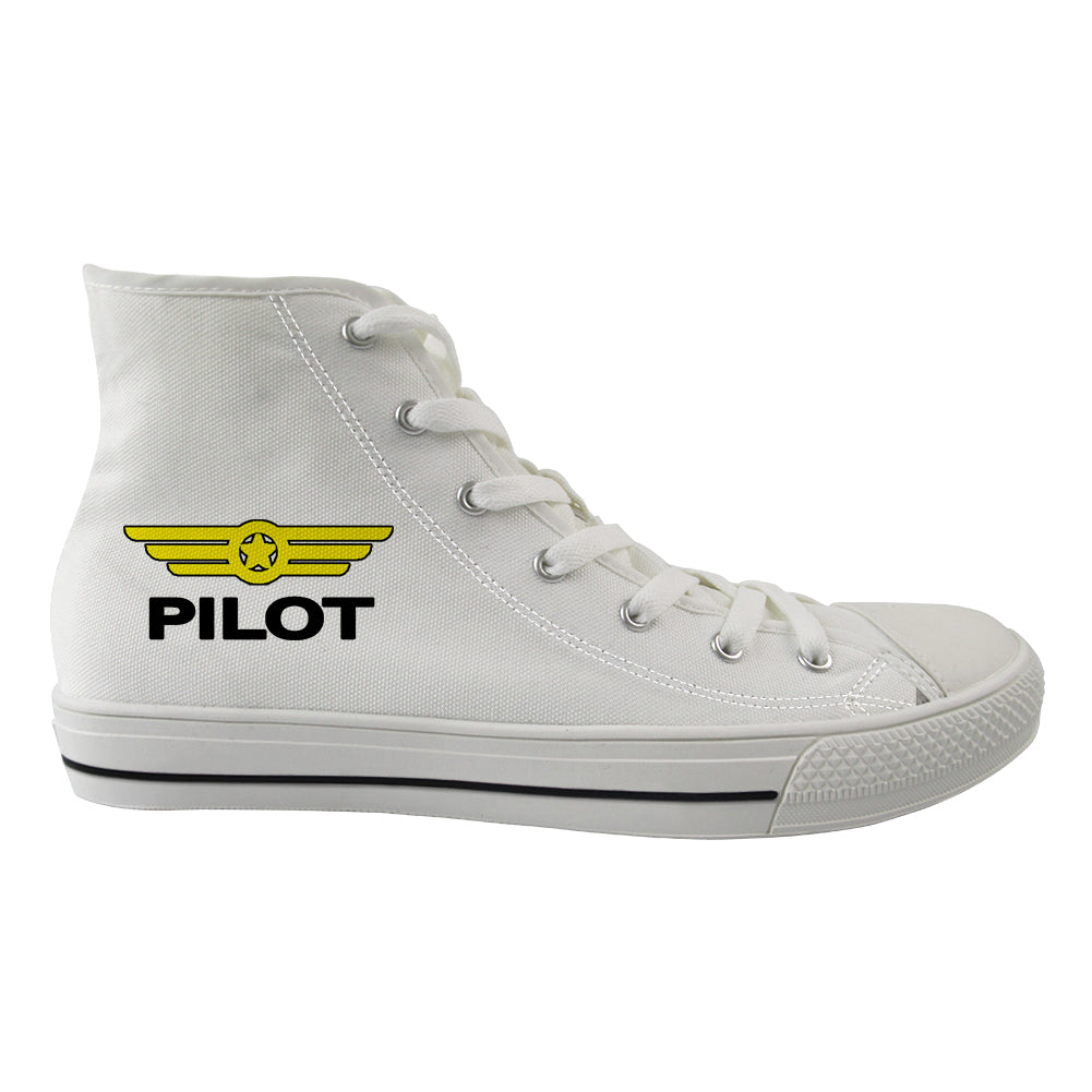 Pilot & Badge Designed Long Canvas Shoes (Men)