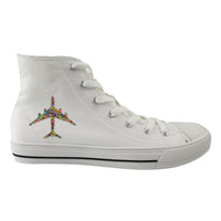 Thumbnail for Colourful Airplane Designed Long Canvas Shoes (Men)