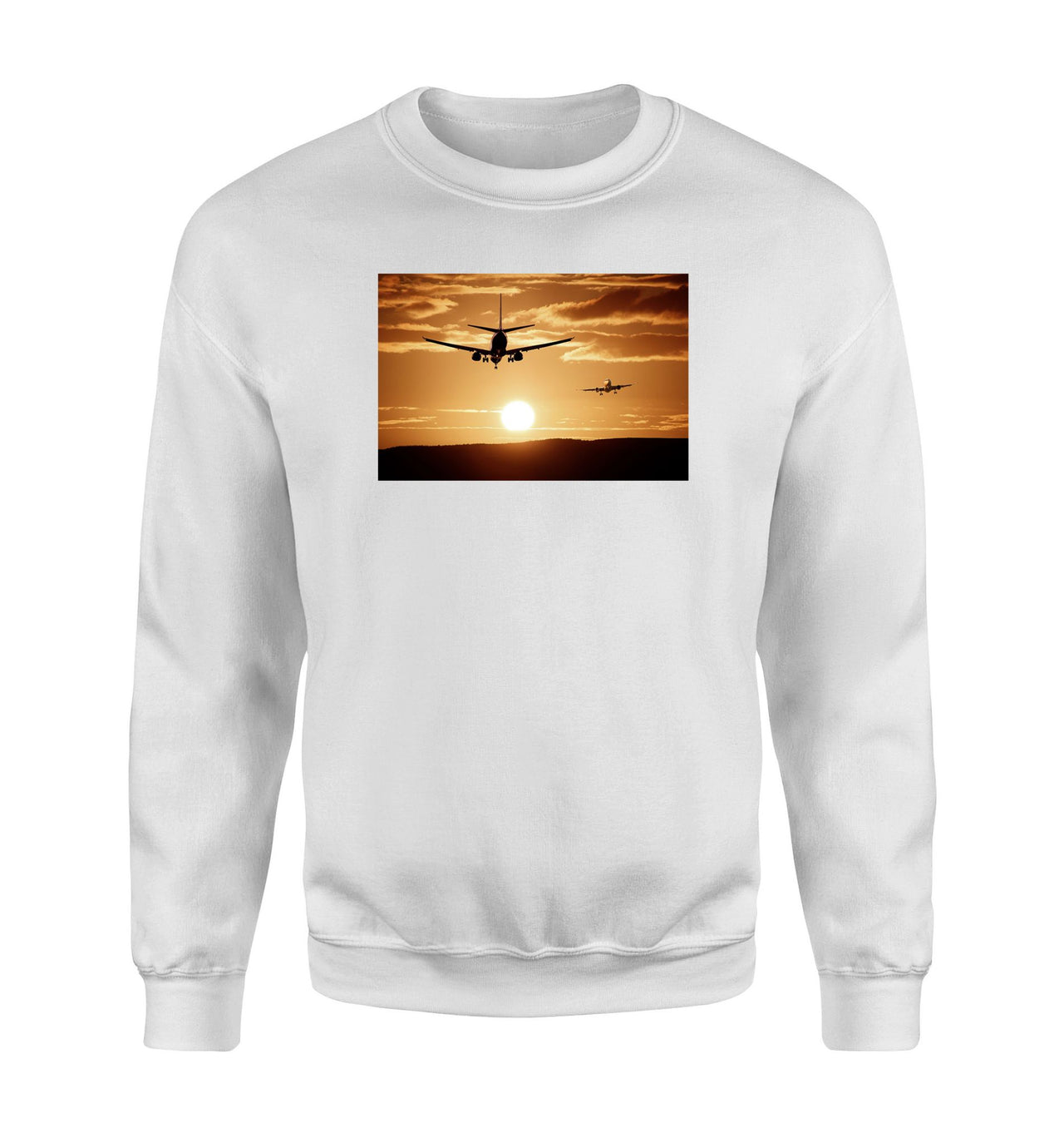 Two Aeroplanes During Sunset Designed Sweatshirts